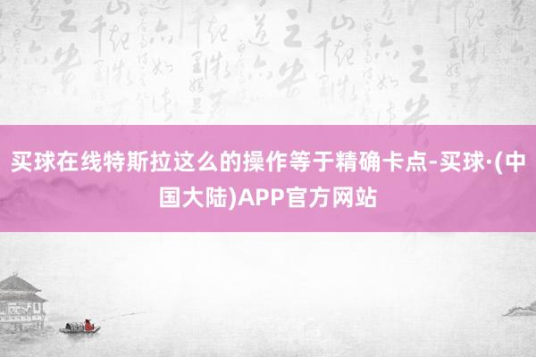 买球在线特斯拉这么的操作等于精确卡点-买球·(中国大陆)APP官方网站
