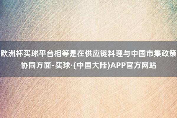 欧洲杯买球平台相等是在供应链料理与中国市集政策协同方面-买球·(中国大陆)APP官方网站