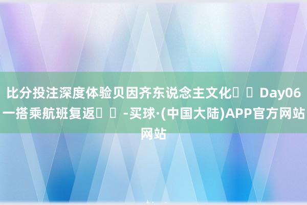 比分投注深度体验贝因齐东说念主文化▪️Day06一搭乘航班复返✈️-买球·(中国大陆)APP官方网站