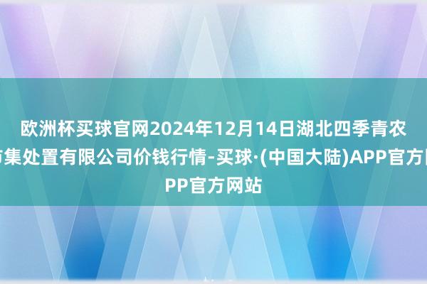 欧洲杯买球官网2024年12月14日湖北四季青农贸市集处置有限公司价钱行情-买球·(中国大陆)APP官方网站