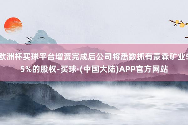 欧洲杯买球平台增资完成后公司将悉数抓有豪森矿业55%的股权-买球·(中国大陆)APP官方网站