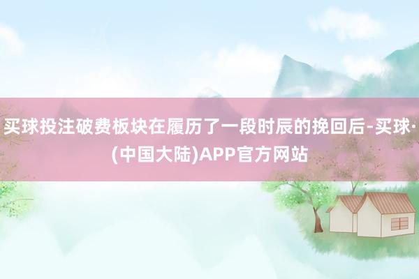 买球投注破费板块在履历了一段时辰的挽回后-买球·(中国大陆)APP官方网站
