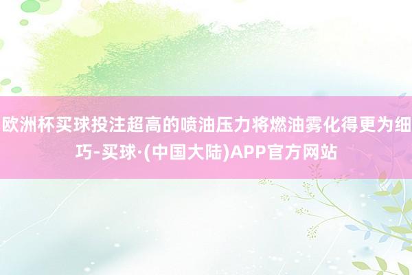 欧洲杯买球投注超高的喷油压力将燃油雾化得更为细巧-买球·(中国大陆)APP官方网站