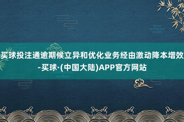 买球投注通逾期候立异和优化业务经由激动降本增效-买球·(中国大陆)APP官方网站