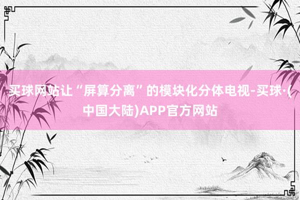 买球网站让“屏算分离”的模块化分体电视-买球·(中国大陆)APP官方网站