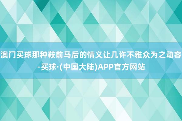 澳门买球那种鞍前马后的情义让几许不雅众为之动容-买球·(中国大陆)APP官方网站