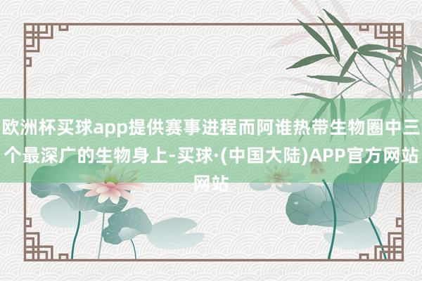 欧洲杯买球app提供赛事进程而阿谁热带生物圈中三个最深广的生物身上-买球·(中国大陆)APP官方网站
