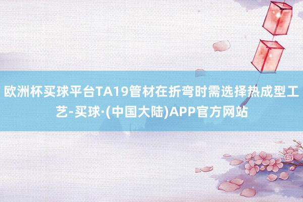 欧洲杯买球平台TA19管材在折弯时需选择热成型工艺-买球·(中国大陆)APP官方网站