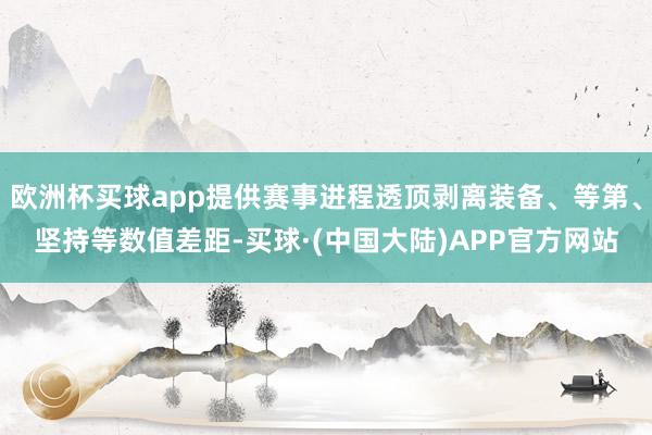 欧洲杯买球app提供赛事进程透顶剥离装备、等第、坚持等数值差距-买球·(中国大陆)APP官方网站