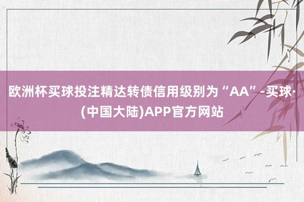 欧洲杯买球投注精达转债信用级别为“AA”-买球·(中国大陆)APP官方网站