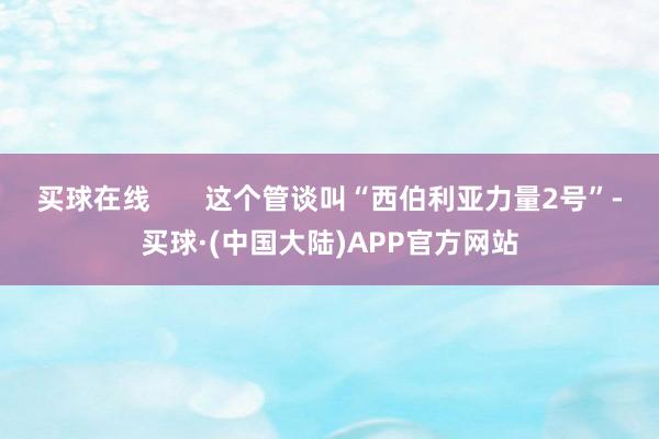 买球在线       这个管谈叫“西伯利亚力量2号”-买球·(中国大陆)APP官方网站