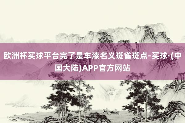 欧洲杯买球平台完了是车漆名义斑雀斑点-买球·(中国大陆)APP官方网站