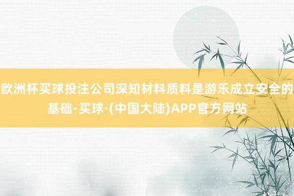 欧洲杯买球投注公司深知材料质料是游乐成立安全的基础-买球·(中国大陆)APP官方网站