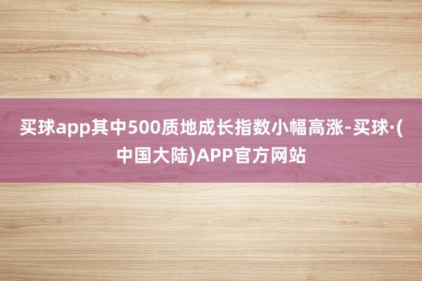 买球app其中500质地成长指数小幅高涨-买球·(中国大陆)APP官方网站