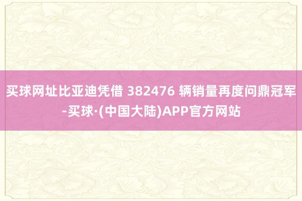 买球网址比亚迪凭借 382476 辆销量再度问鼎冠军-买球·(中国大陆)APP官方网站