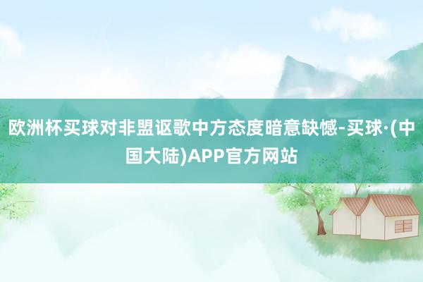 欧洲杯买球对非盟讴歌中方态度暗意缺憾-买球·(中国大陆)APP官方网站