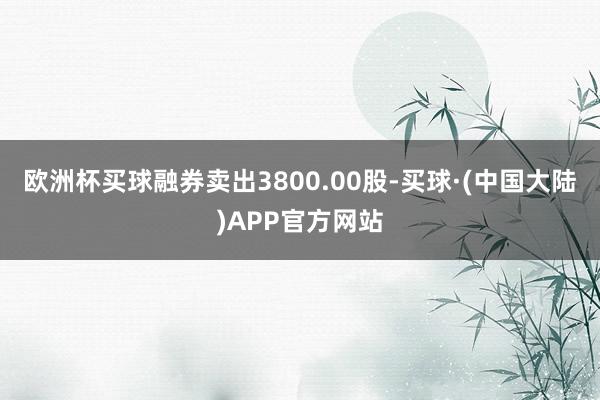 欧洲杯买球融券卖出3800.00股-买球·(中国大陆)APP官方网站
