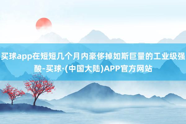 买球app在短短几个月内豪侈掉如斯巨量的工业级强酸-买球·(中国大陆)APP官方网站