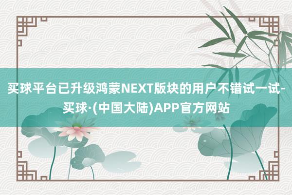 买球平台已升级鸿蒙NEXT版块的用户不错试一试-买球·(中国大陆)APP官方网站