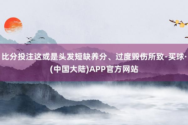 比分投注这或是头发短缺养分、过度毁伤所致-买球·(中国大陆)APP官方网站