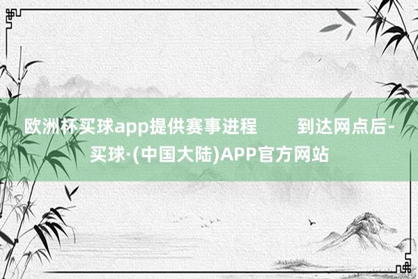 欧洲杯买球app提供赛事进程        到达网点后-买球·(中国大陆)APP官方网站