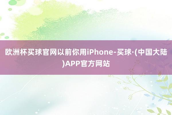 欧洲杯买球官网以前你用iPhone-买球·(中国大陆)APP官方网站