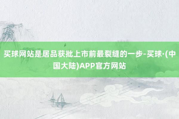 买球网站是居品获批上市前最裂缝的一步-买球·(中国大陆)APP官方网站